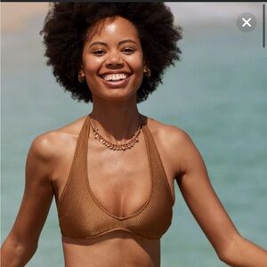 NWT Aerie Shine Rib Halter Bikini Top size XL